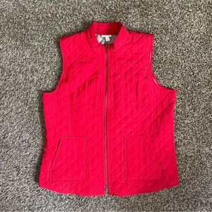 J. Jill Women’s Red Heritage Quilted Vest w/ Pockets Size XL